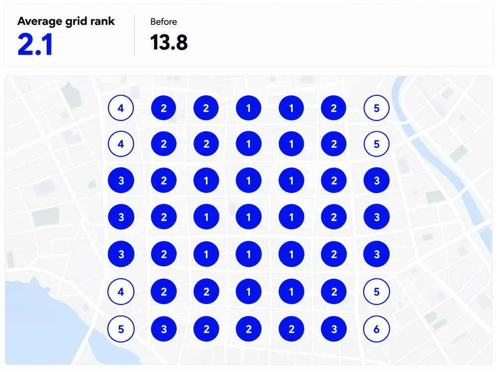 Geo-grid map with an average rank of 2.1