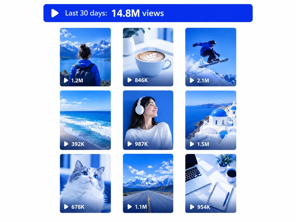 Short-form grid with 14.8 million views